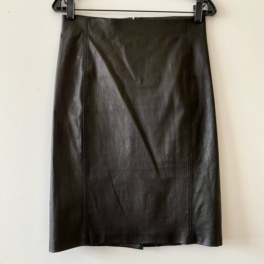 Vince Leather Black Pencil Skirt
